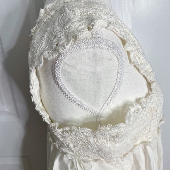 Adrianna Papell Cream Cotton Midi Dress with Lace Detail on Top - Picture 4 of 14